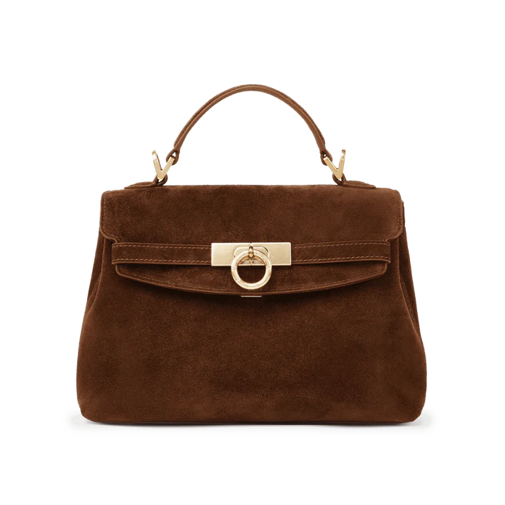 Warm Brown Bag with Polished Gold Lock Fittings & Adjustable Strap for Daily Versatile Styling