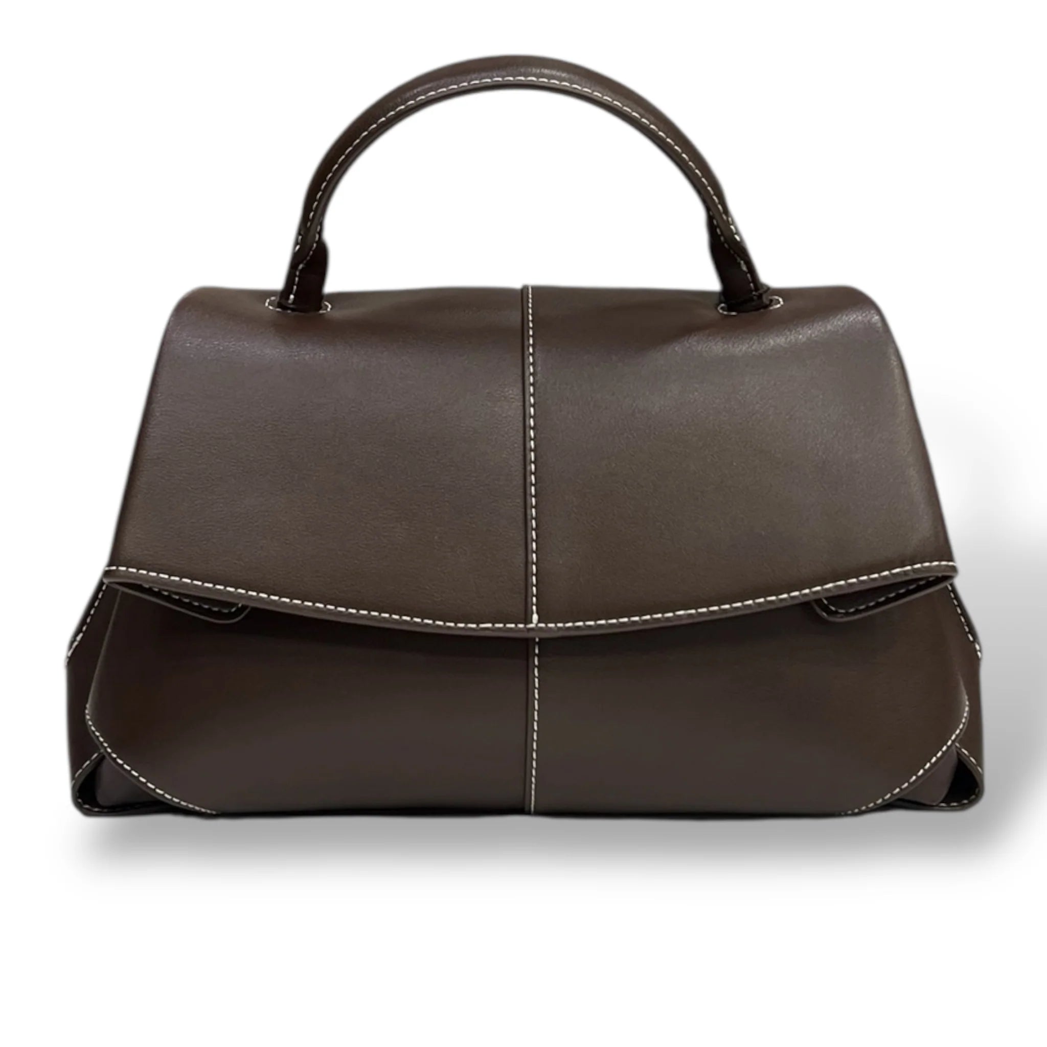 Geometric Flap Structured Bag, Rigid Top Handle & Detachable Shoulder Strap Refined Daily Work Bag