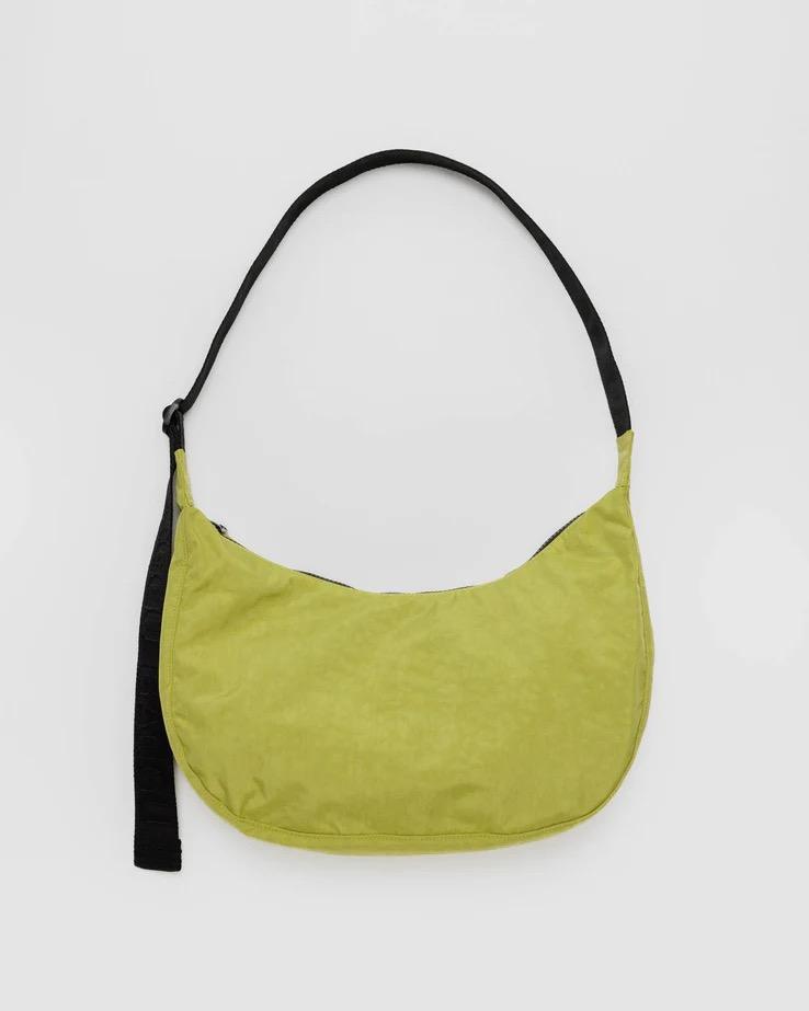 Soft Crescent Crossbody Bag with Adjustable Knotted Black Fabric Strap for Street Daily Outfits
