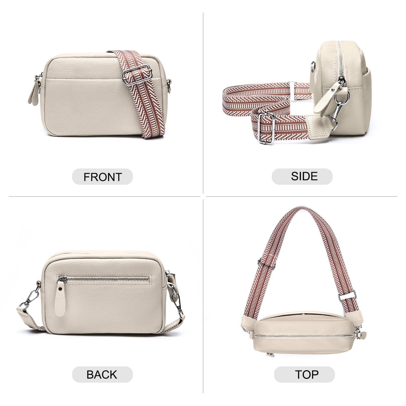 Versatile Mini Solid Leather Crossbody Waist Bag, Detachable Decor Woven Wide Adjustable Strap Casual Daily Shoulder Bag for Women Men