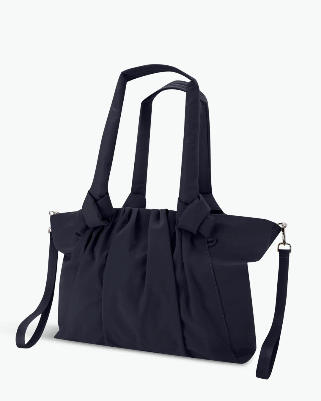 Neutral Ruched Knot Mom Tote Bag | Detachable Matching Crossbody Strap, Versatile Daily Shoulder Bag